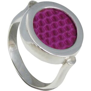 LES POULETTES BIJOUX Bague Argent Ronde Pastilles Cuir Interchangeables Couleurs Ete