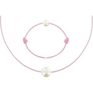 LES POULETTES BIJOUX Set Collier et Bracelet Lien La Perle Blanche des Poulettes - Classics - Rose - Publicité