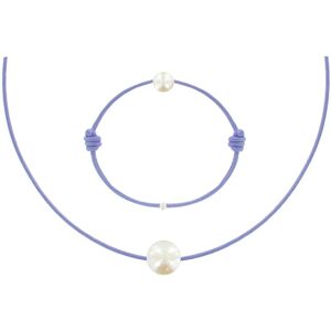 LES POULETTES BIJOUX Set Collier et Bracelet Lien La Perle Blanche des Poulettes - Colors - Violet