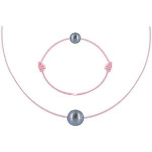 LES POULETTES BIJOUX Set Collier et Bracelet Lien La Perle Noire des Poulettes - Classics - Rose