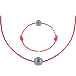 LES POULETTES BIJOUX Set Collier et Bracelet Lien La Perle Noire des Poulettes - Classics - Rouge - Publicité