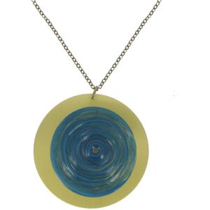 LES POULETTES BIJOUX Collier Disque en Laiton et Pâte de Verre - Classics - Bleu