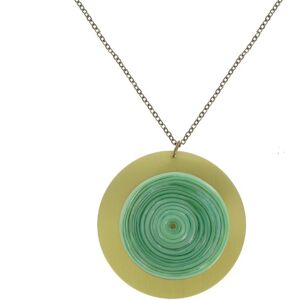 LES POULETTES BIJOUX Collier Disque en Laiton et Pâte de Verre - Classics - Vert d'Eau