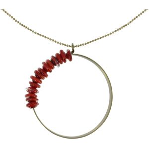 LES POULETTES BIJOUX Collier Laiton Anneau et Petits Disques de Verre - Classics - Rouge