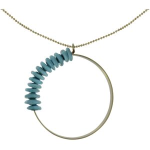 LES POULETTES BIJOUX Collier Laiton Anneau et Petits Disques de Verre - Classics - Turquoise