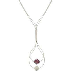 LES POULETTES BIJOUX Collier Argent Goutte Perle de Cristal et Argent Brosse - Classics - Rouge