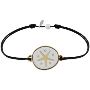 LES POULETTES BIJOUX Bracelet Lien Medaille en Laiton Etoile emaillee Blanche