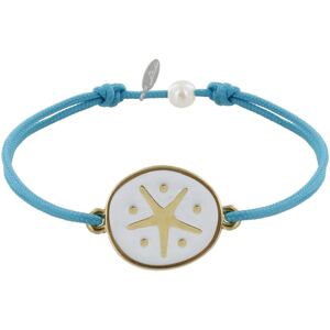 LES POULETTES BIJOUX Bracelet Lien Medaille en Laiton Etoile emaillee Blanche - Turquoise