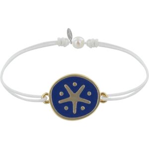 LES POULETTES BIJOUX Bracelet Lien Médaille en Laiton Etoile Émaillée Bleue