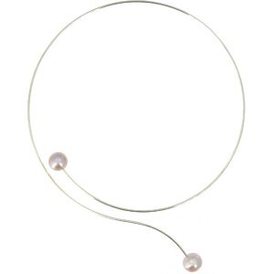 LES POULETTES BIJOUX Collier Ras de Cou Argent 2 Perles de Culture 11 mm - Classics - Rose