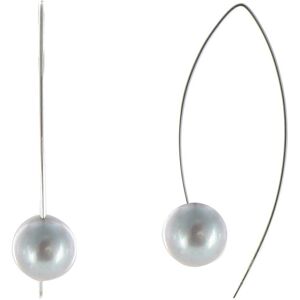 LES POULETTES BIJOUX Boucles d'Oreilles Argent Rhodie Perle de Culture 11 mm - Classics - Gris clair