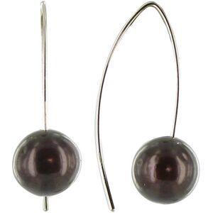 LES POULETTES BIJOUX Boucles d'Oreilles Perle de Culture 11 mm Courtes - Classics - Marron fonce