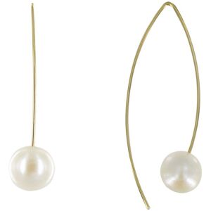 LES POULETTES BIJOUX Boucles d'Oreilles Plaque Or et Perle 11 mm - Classics - Blanc