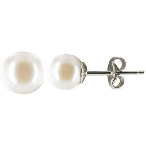 LES POULETTES BIJOUX Boucles d'Oreilles Clou Argent et Perles de Culture 6.5-7 mm - Classics - Blanc