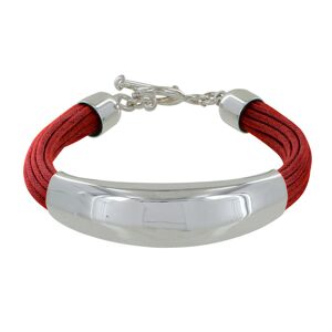 LES POULETTES BIJOUX Bracelet Argent Demi-Jonc sur Fils de Coton - Classics - Rouge