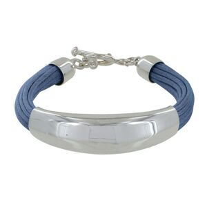 LES POULETTES BIJOUX Bracelet Argent Demi-Jonc sur Fils de Coton - Classics - Bleu