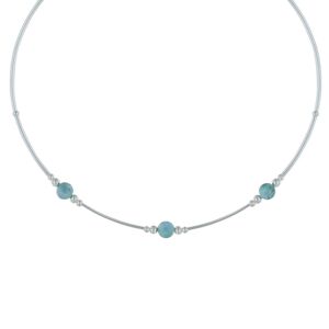 LES POULETTES BIJOUX Collier Tubes Argent Perles de Larimar et d'Argent