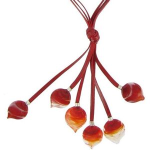 LES POULETTES BIJOUX Collier Verre Flamme Multi-Liens Feuilles - Classics - Rouge