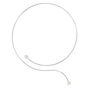 LES POULETTES BIJOUX Collier Ras de Cou Argent 2 Perles de Culture 6 mm - Classics - Blanc