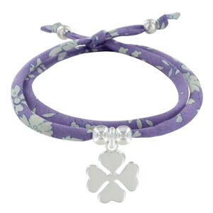 LES POULETTES BIJOUX Bracelet Double Tour Lien Liberty et Trefle Argent - Colors - Violet