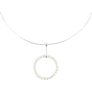 LES POULETTES BIJOUX Collier Argent Anneau de Perles de Culture 4-5 mm - Classics - Blanc