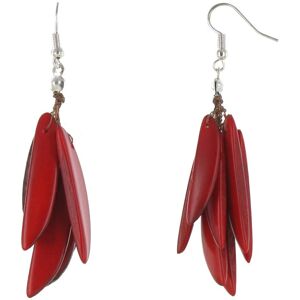 LES POULETTES BIJOUX Boucles d'Oreilles Flamme en Tagua - Classics - Rouge