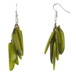 LES POULETTES BIJOUX Boucles d'Oreilles Flamme en Tagua - Classics - Vert