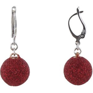 LES POULETTES BIJOUX Boucles d'Oreilles Argent Boules Paillettes - Classics - Rouge