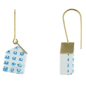 LES POULETTES BIJOUX Boucles d'Oreilles Sweet Home Laiton et Pate de Verre - Classics - Turquoise