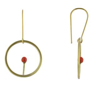 LES POULETTES BIJOUX Boucles d'Oreilles Laiton Ronde Allumette - Classics - Rouge