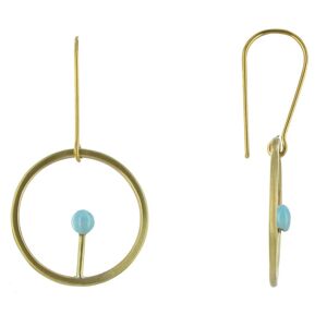 LES POULETTES BIJOUX Boucles d'Oreilles Laiton Ronde Allumette - Classics - Turquoise