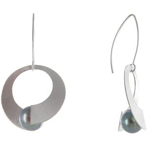 LES POULETTES BIJOUX Boucles d'Oreilles Argent Rhodie Spirale et Perle de Culture 11mm - Classics