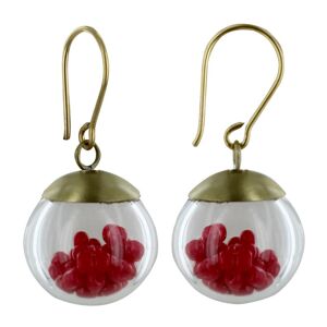 LES POULETTES BIJOUX Boucles d'Oreilles Laiton Bulle Pate de Verre et Perles - Classics - Fuchsia