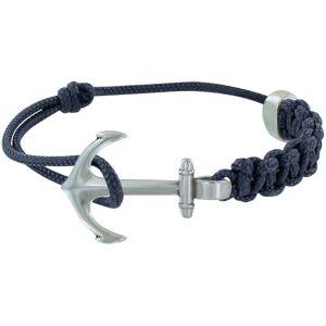 LES POULETTES BIJOUX Bracelet Argente Ancre Lien Tresse Coulissant - Bleu Navy