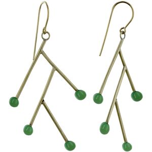 LES POULETTES BIJOUX Boucles d'Oreilles Branches en Laiton et Perle de Verre - Classics - Vert