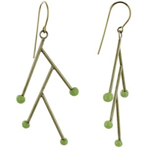 LES POULETTES BIJOUX Boucles d'Oreilles Branches en Laiton et Perle de Verre - Classics - Citron Vert