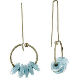 LES POULETTES BIJOUX Boucles d'Oreilles Grand Crochet Laiton Anneau et Petits Disques de Verre - Classics - Turquoise