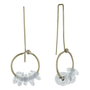 LES POULETTES BIJOUX Boucles d'Oreilles Grand Crochet Laiton Anneau et Petits Disques de Verre - Classics - Gris clair