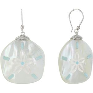 LES POULETTES BIJOUX Boucles d'Oreilles Argent Dollar des Sables en Nacre et Larimar - Classics - Blanc