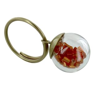 LES POULETTES BIJOUX Bague Laiton Bulle Pate de Verre et Perles - Classics - Orange