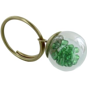 LES POULETTES BIJOUX Bague Laiton Bulle Pate de Verre et Perles - Classics - Vert