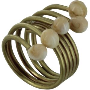 LES POULETTES BIJOUX Bague Laiton Perles de Verre - Classics - Beige