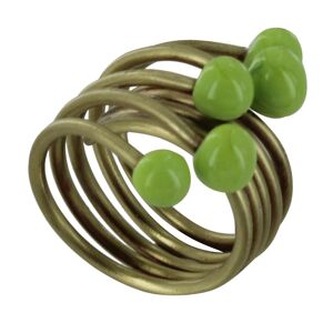 LES POULETTES BIJOUX Bague Laiton Perles de Verre - Classics - Citron Vert