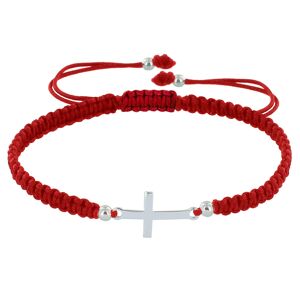 LES POULETTES BIJOUX Bracelet Argent Croix Lien Tresse - Classics - Rouge