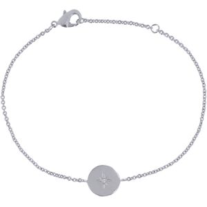 Bracelet Argent Rhodié Médaille Ronde Etoile Polaire et Strass