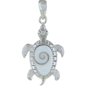 LES POULETTES BIJOUX Pendentif Argent Tortue et Oeil de Sainte Lucie