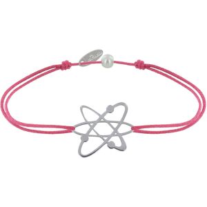 LES POULETTES BIJOUX Bracelet Mixte Lien Medaille Argent Atome - Fuchsia