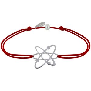 LES POULETTES BIJOUX Bracelet Mixte Lien Medaille Argent Atome - Rouge