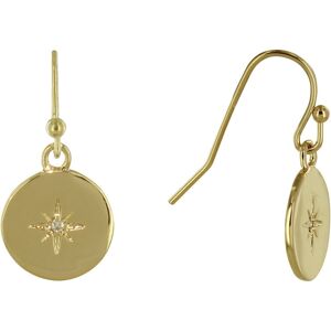 LES POULETTES BIJOUX Boucles d'Oreilles Plaque Or Medaille Ronde Etoile Polaire et Strass