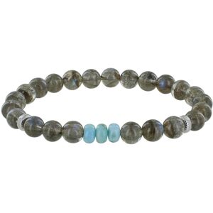 LES POULETTES BIJOUX Bracelet Homme Perles Labradorite et Trois Anneaux de Larimar